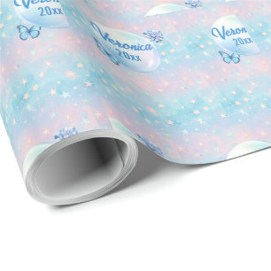 Blue-Pink Gradient Starry Background Wrapping Paper