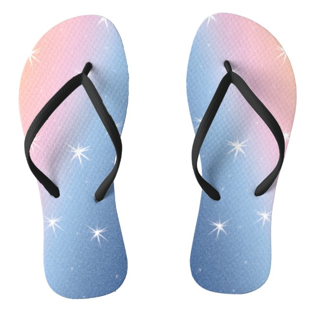 Blue-Pink Gradient with stars Flip Flops (Footbed)