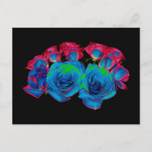 Blue,Pink & Green Bouquet (Solarised Effect) Postcard