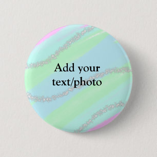 Blue pink green glitter sparkle pastel add name p 6 cm round badge