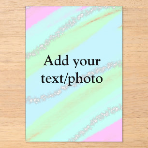 Blue pink green glitter sparkle pastel add name p acrylic invitations