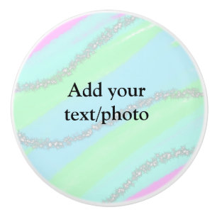 Blue pink green glitter sparkle pastel add name p ceramic knob