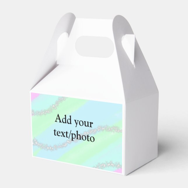 Blue pink green glitter sparkle pastel add name p favour box (Front Side)