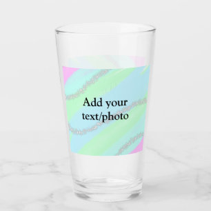 Blue pink green glitter sparkle pastel add name p glass