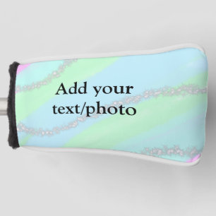 Blue pink green glitter sparkle pastel add name p golf head cover
