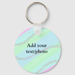 Blue pink green glitter sparkle pastel add name p key ring