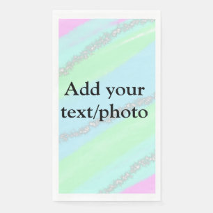 Blue pink green glitter sparkle pastel add name p napkin