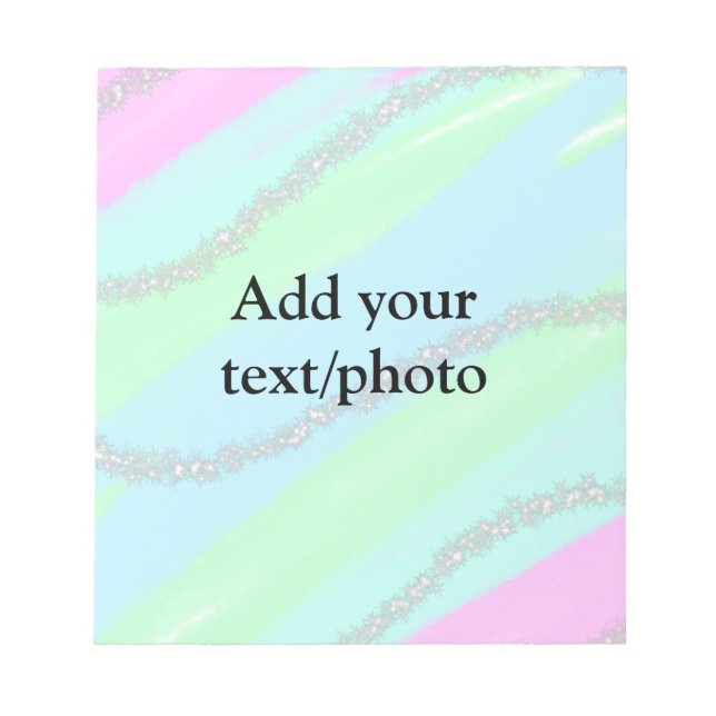 Blue pink green glitter sparkle pastel add name p notepad (Front)