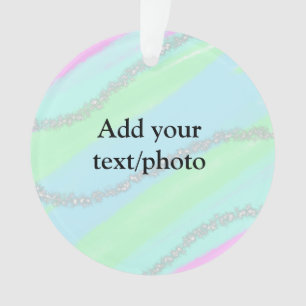 Blue pink green glitter sparkle pastel add name p ornament
