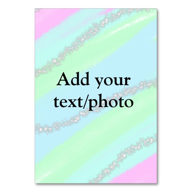 Blue pink green glitter sparkle pastel add name p table number (Front)
