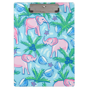 Blue Pink Green Preppy Elephant Clipboard