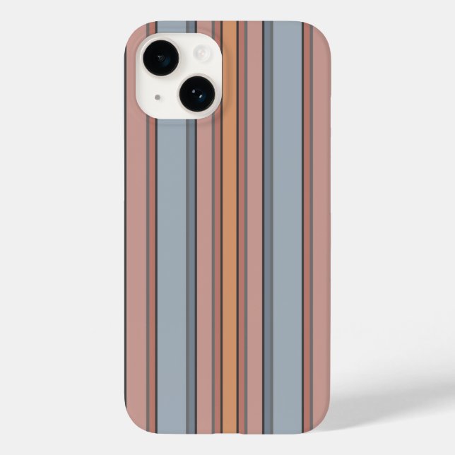Blue Pink Grey Colour Block Vertical Stripes  Case-Mate iPhone Case (Back)