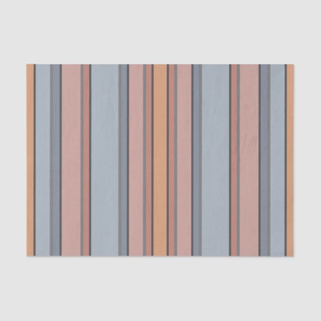 Blue Pink Grey Colour Block Vertical Stripes  Tissue Paper (Front)