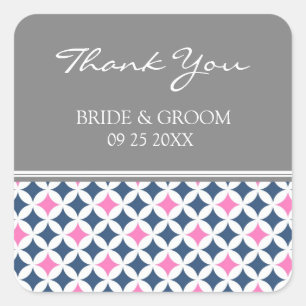 Blue Pink Grey Thank You Wedding Favour Tags