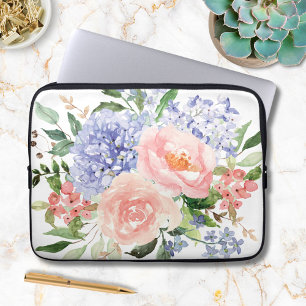Blue Pink Hydrangea Flower Spring Floral Laptop Sleeve