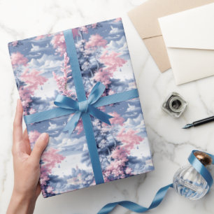 Blue & Pink Landscape Wrapping Paper