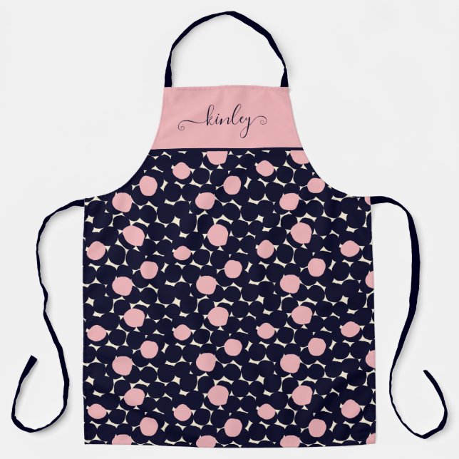 Blue & Pink Large Dot Pattern Apron (Front)