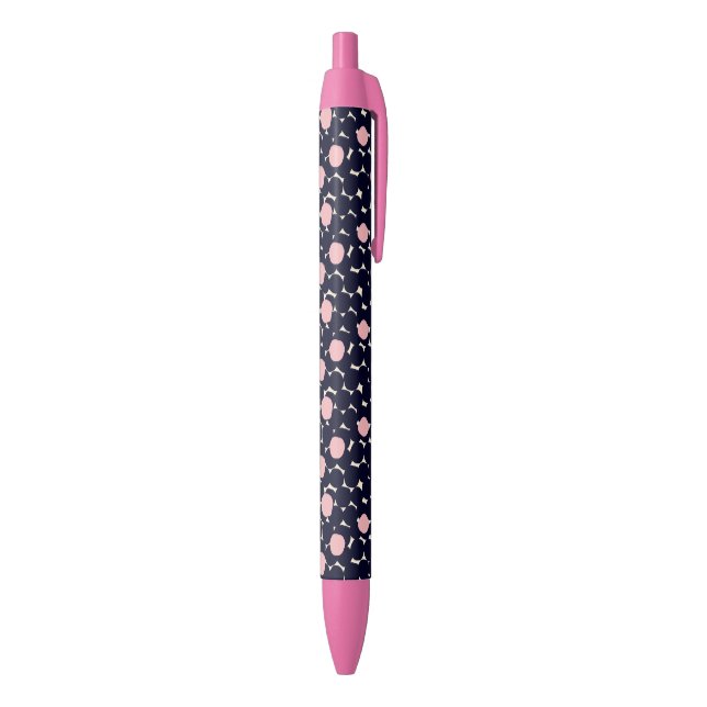 Blue & Pink Large Dot Pattern Black Ink Pen (Bottom (Vertical))