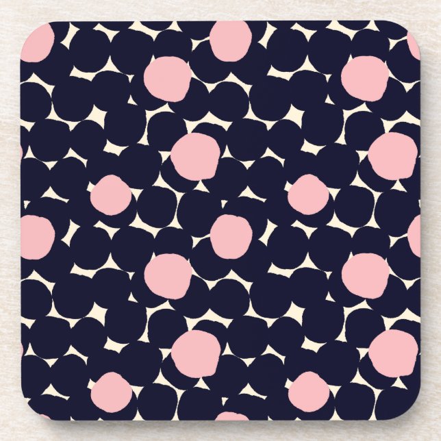 Blue & Pink Large Dot Pattern Coaster (Front)