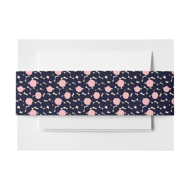 Blue & Pink Large Dot Pattern Invitation Belly Band (Front Example)