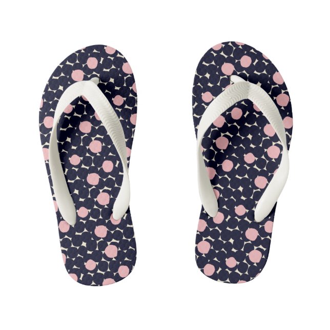 Blue & Pink Large Dot Pattern Kid's Flip Flops (Footbed)