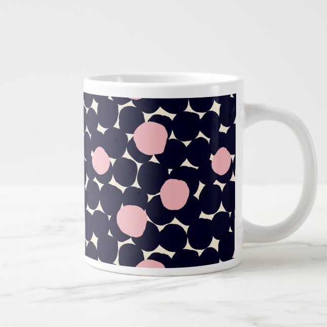 Blue & Pink Large Dot Pattern Large Coffee Mug (Right)