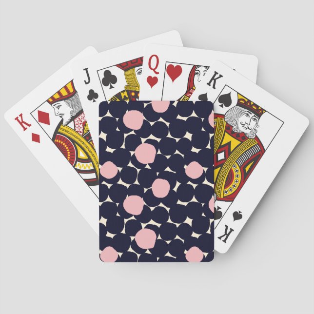Blue & Pink Large Dot Pattern Playing Cards (Back)