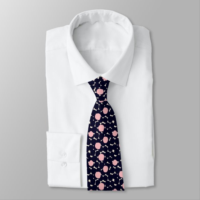 Blue & Pink Large Dot Pattern Tie (Tied)