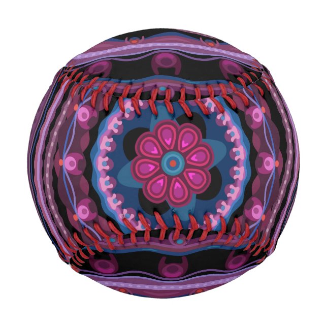 Blue Pink Lilac Mandala Baseball (Front)