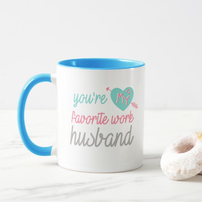 Blue pink love Work Husband - coffee tea Mug (With Donut)