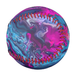 Blue & Pink Marble Acrylic Abstraction Baseball