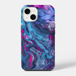 Blue & Pink Marble Acrylic Abstraction iPhone 14 Case