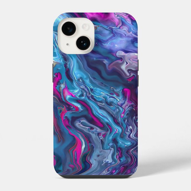 Blue & Pink Marble Acrylic Abstraction iPhone Case (Back)