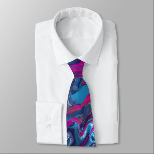 Blue & Pink Marble Acrylic Abstraction Tie