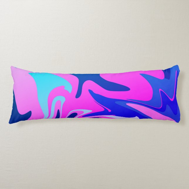 Blue & Pink Marble Print Body Pillow (Front)