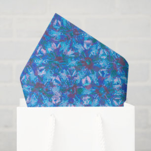 Blue Pink Modern Floral Abstract Watercolor Trend Tissue Paper