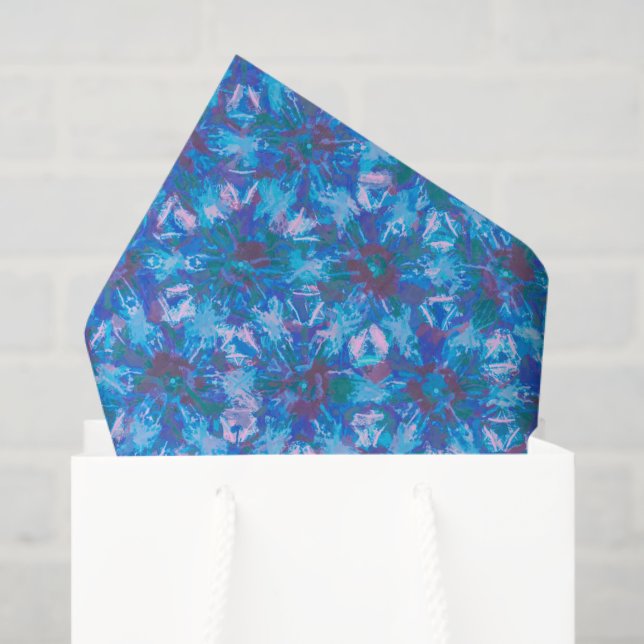 Blue Pink Modern Floral Abstract Watercolor Trend Tissue Paper (Gift Bag)