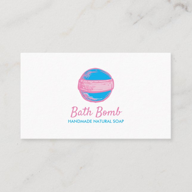 Blue Pink Natural Soap Logo Spa Bath Bomb Business Card (Front)