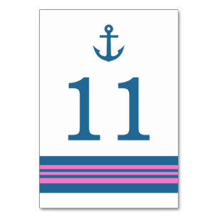 Blue Pink Nautical Anchor Table Card
