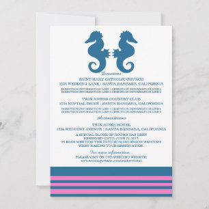Blue Pink Nautical Seahorse Information Card