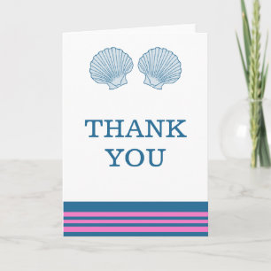 Blue Pink Nautical Seashells Thank You Card