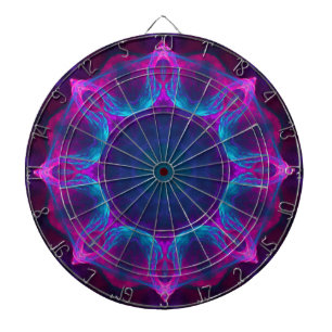 Blue & Pink Neon Dark Kaleidoscope Gradient Dartboard