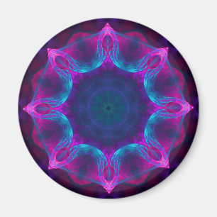 Blue & Pink Neon Dark Kaleidoscope Gradient Magnet