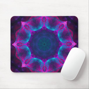 Blue & Pink Neon Dark Kaleidoscope Gradient Mouse Mat