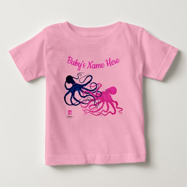Blue & Pink Octopodes - Baby Tutu Bodysuit (Front)