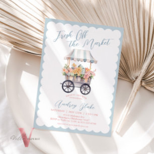 Blue Pink Off the Market Bridal Shower Invitation