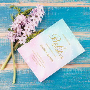 Blue Pink Ombre Gender Neutral Reveal Baby Shower Invitation