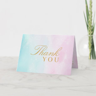 Blue Pink Ombre Gender Reveal Neutral Baby Shower Thank You Card