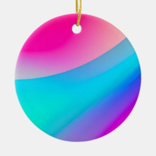 Blue pink ombre watercolor abstract pastel ceramic tree decoration