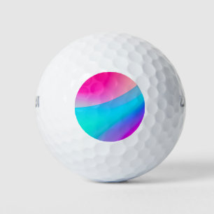 Blue pink ombre watercolor abstract pastel golf balls